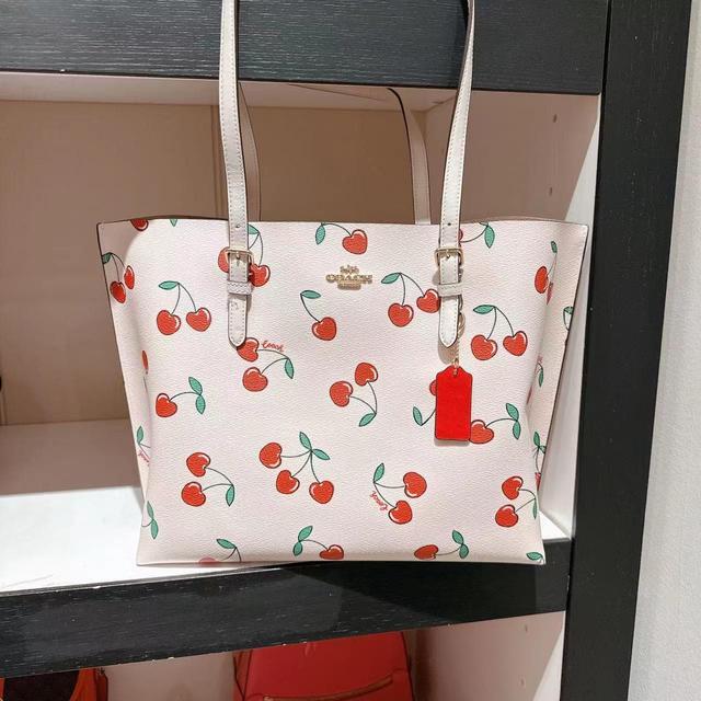 Alt view image 2 of 6 - Coach CE627 Mollie Tote With Heart Cherry Print In Gold/Chalk Multi