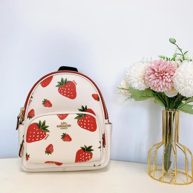 Coach Mini Court fashion Backpack with Strawberry Print