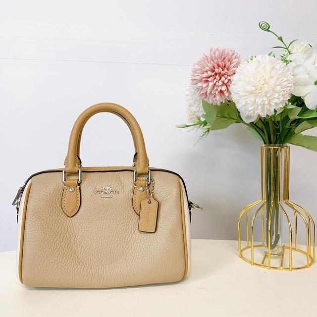 Coach Gold/Beige Signature Canvas Mini Rowan Satchel