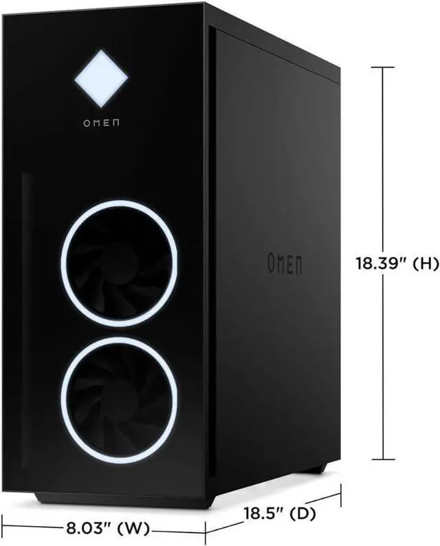 Main image of HP OMEN 40L Gaming Desktop, AMD Ryzen 5 5600G, GeForce RTX 3060Ti, 16GB RAM, 1TB PCIe SSD+1TB HDD, RGB, Bluetooth, Wi-Fi 6, USB-C, RJ-45, HDMI, Win 11 Pro
