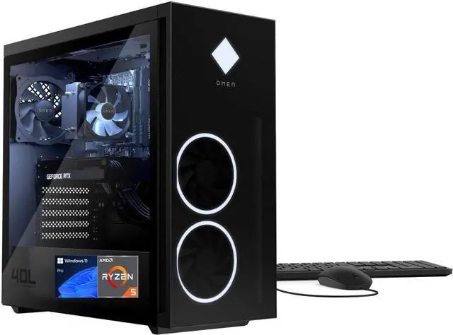 Alt view image 6 of 6 - HP OMEN 40L Gaming Desktop, AMD Ryzen 5 5600G, GeForce RTX 3060Ti, 16GB RAM, 1TB PCIe SSD+1TB HDD, RGB, Bluetooth, Wi-Fi 6, USB-C, RJ-45, HDMI, Win 11 Pro