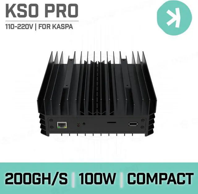 Main image of Iceriver KAS KS0 Pro 200GH/S 100W Kaspa ASIC Miner, Solid Cooling Method, Highly Reliable, Best Air-Cooling Small Home Mining Machine for Kaspa, w/Power Adapter