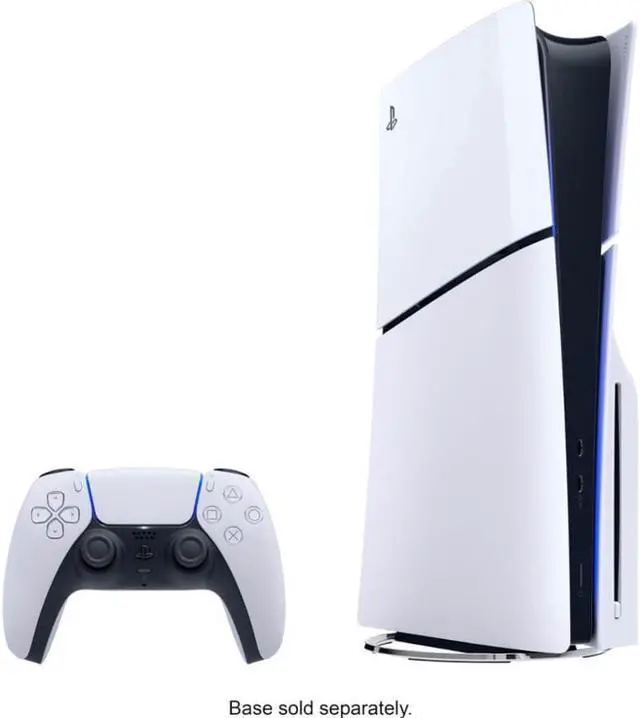 Alt view image 4 of 7 - PlayStation 5 Slim Disc Edition with Two Controllers White and Midnight Black DualSense and Mytrix Hard Shell Protective Controller Case