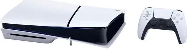 Alt view image 5 of 7 - PlayStation 5 Slim Disc Edition with Two Controllers White and Midnight Black DualSense and Mytrix Hard Shell Protective Controller Case