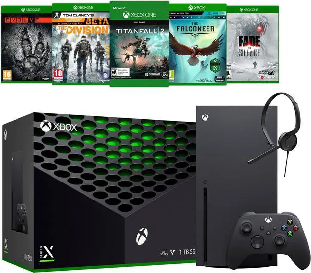 Alt view image 7 of 7 - Microsoft Xbox Series X Deluxe Bundle - 1TB SSD Flagship Black Xbox X Console and Wireless Controller with Five Games and Xbox Chat Headset - Region Free Console