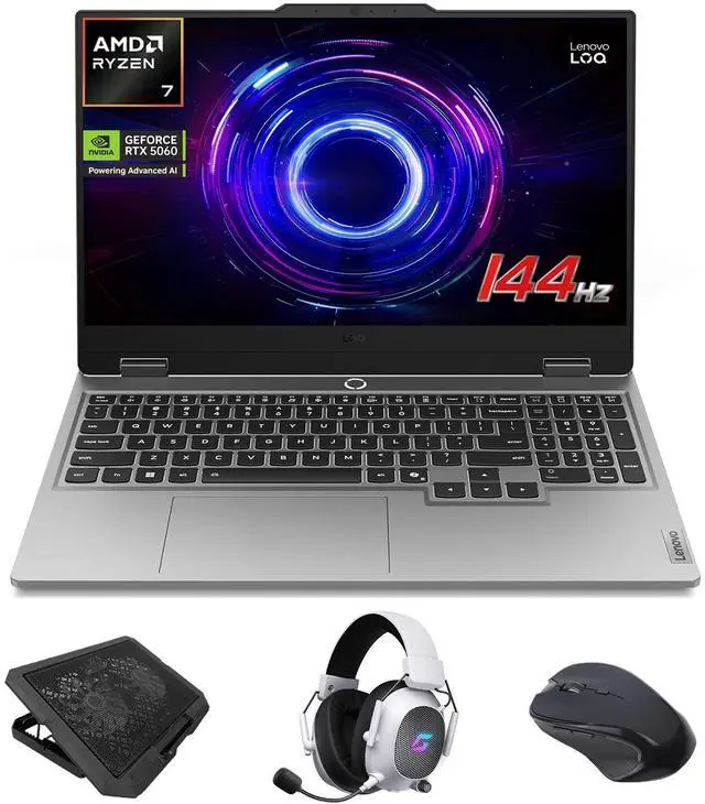 Main image of Lenovo LOQ RTX 5060 Gaming Laptop, 15.6" FHD 144Hz NVIDIA G-Sync Display, AMD Ryzen 7 250, NVIDIA GeForce RTX 5060, 32GB DDR5 RAM, 2TB SSD, 5MP Privacy Camera, Ethernet (RJ45), Backlit KB, Win 11 Home