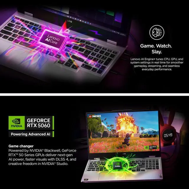 Alt view image 5 of 7 - Lenovo LOQ RTX 5060 Gaming Laptop, 15.6" FHD 144Hz NVIDIA G-Sync Display, AMD Ryzen 7 250, NVIDIA GeForce RTX 5060, 32GB DDR5 RAM, 2TB SSD, 5MP Privacy Camera, Ethernet (RJ45), Backlit KB, Win 11 Home