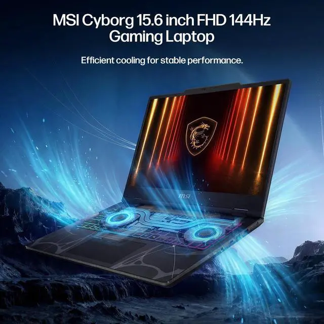Alt view image 4 of 7 - MSI Cyborg 15.6 inch FHD 144Hz Gaming Laptop, Intel Core 7 240H, NVIDIA GeForce RTX 5060, 16GB RAM, 1TB SSD, WiFi 6E, RGB Backlit Keyboard, w/Mytrix Assy Cooling Pad HDMI Cable, Windows 11