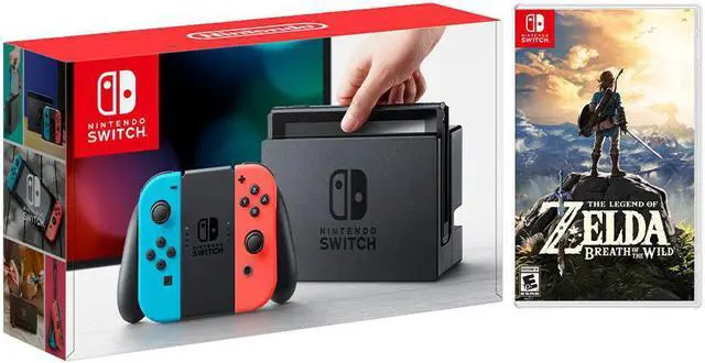 Main image of Nintendo Switch Red/Blue Joy-Con Console Bundle with The Legend of Zelda: Breath of the Wild Game Disc - 2019 Best Game!