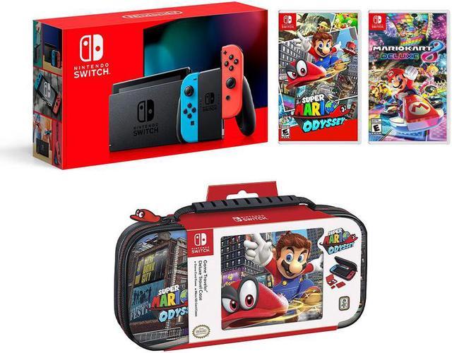 Nintendo Switch Super Mario Kart 8 and Odyssey Deluxe Bundle: Red and Blue  Joy-Con Improved Battery Life 32GB Console,Super Mario Kart 8 Deluxe, Super  Mario Odyssey Game and Deluxe Travel Case 