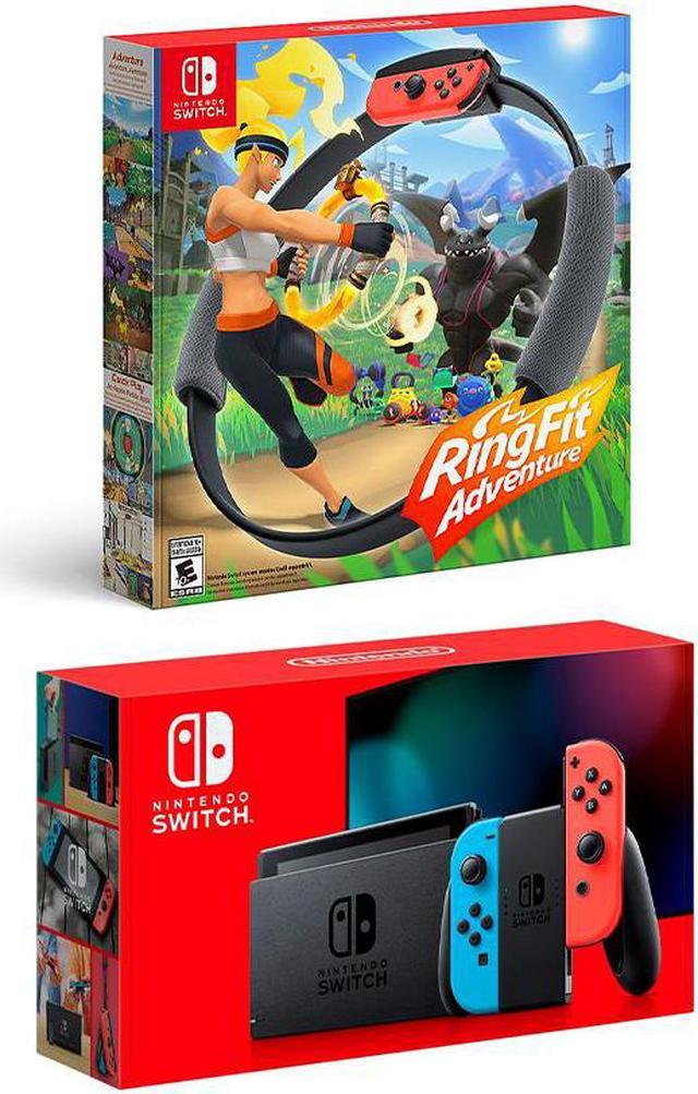New Nintendo Switch Red/Blue Joy-Con Console Bundle with Ring Fit