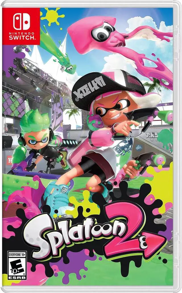 Alt view image 3 of 7 - Nintendo Switch Neon Red Blue Joy-Con Console Splatoon 2 Bundle, with Mytrix Tempered Glass Screen Protector - Improved Battery Life Console with the Best Shooter Game