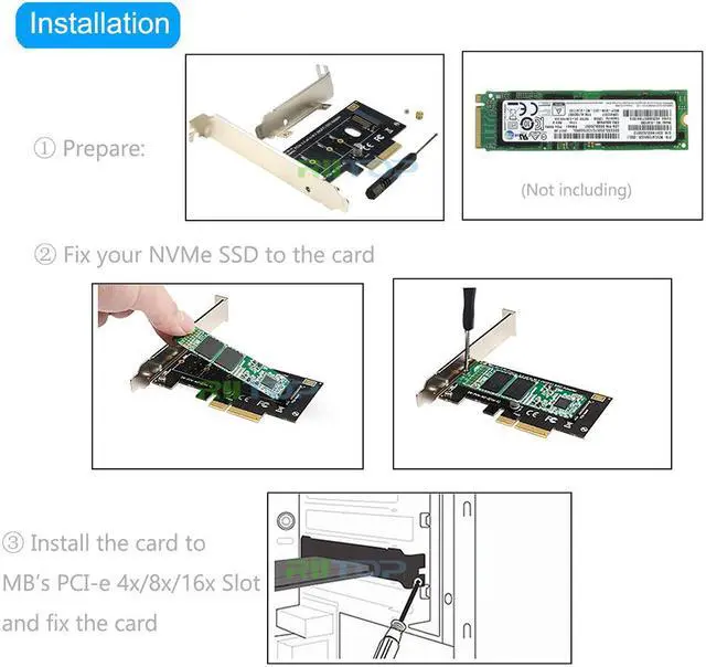 Alt view image 7 of 7 - RIITOP NVMe PCIe Adapter NVMe to PCIe 3.0/4.0 x4 Converter Card Support 2230, 2242, 2260 2280 mm M.2 NVMe SSD