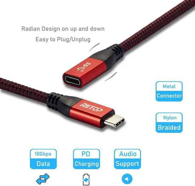 Alt view image 4 of 7 - USB Type C Extension Cable 7.8 inch (2Pack), RIITOP USB-C 3.1 Gen2 10Gbps Female to USB C Male Extended Adapter, USB C 3.1 Extender Cord for Nintendo Switch,MacBook Pro,Surface Go,Oculus Quest Link