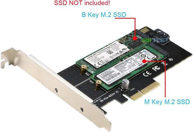 Alt view image 3 of 7 - M.2 NGFF to Desktop PCIe x4 x8 x16 Adapter Card, RIITOP NVMe SATA Dual SSD PCI Express Adapter Card Support 110mm, 80mm, 60mm, 42mm, 30mm SSD