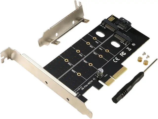 Main image of M.2 NGFF to Desktop PCIe x4 x8 x16 Adapter Card, RIITOP NVMe SATA Dual SSD PCI Express Adapter Card Support 110mm, 80mm, 60mm, 42mm, 30mm SSD