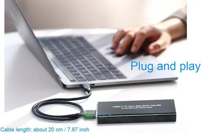 Alt view image 3 of 7 - Apple Macbook Air Pro (2013) Retina SSD Enclosure Adapter, RIITOP USB 3.0 External SSD Enclosure for Apple Macbook Air Pro A1466 A1465 A1398 A1502 SSD