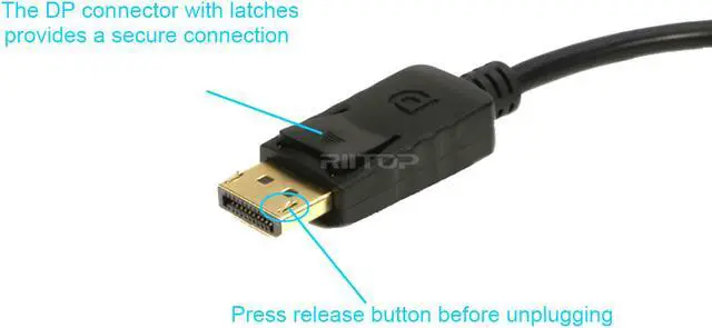 Alt view image 4 of 7 - RIITOP DisplayPort to VGA Adapter Cable, Gold-Plated DP to VGA Video Converter (Male to Female) Compatible for Computer, Desktop, Laptop, PC, Monitor, Projector - 2Pack in Black