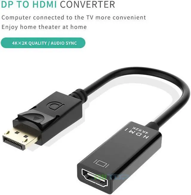 Alt view image 7 of 7 - 2Pack 4K DisplayPort to HDMI Adapter Audio Video Converter, Gold Plated DP 1.2 to HDMI Male to Female Support 4Kx2K 30Hz, Full HD 1080P, for DP-enabled PC Computers