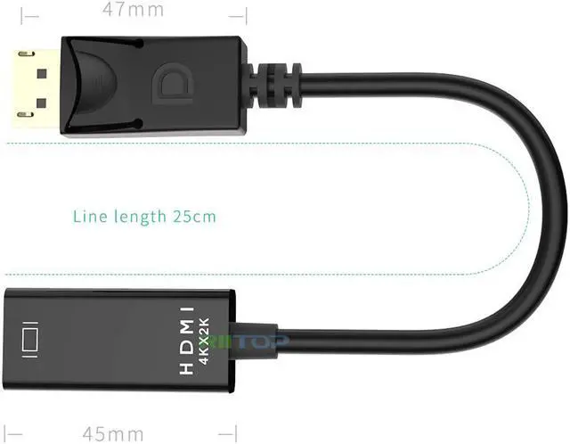 Alt view image 6 of 7 - 2Pack 4K DisplayPort to HDMI Adapter Audio Video Converter, Gold Plated DP 1.2 to HDMI Male to Female Support 4Kx2K 30Hz, Full HD 1080P, for DP-enabled PC Computers