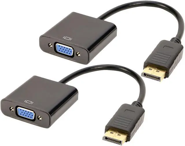 Main image of RIITOP DisplayPort to VGA Adapter Cable, Gold-Plated DP to VGA Video Converter (Male to Female) Compatible for Computer, Desktop, Laptop, PC, Monitor, Projector - 2Pack in Black