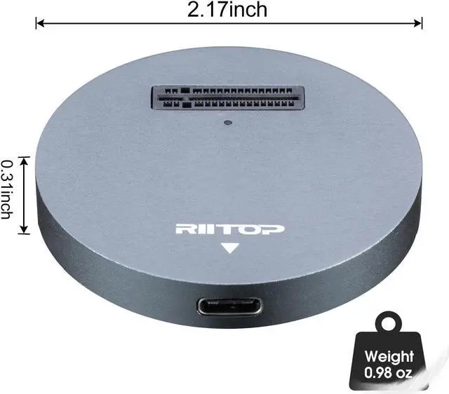 Alt view image 2 of 7 - NVMe to USB Docking Station, RIITOP External M.2 PCI-e NVMe SSD to USB-C Reader Adapter for M.2 (M Key) NVMe SSD
