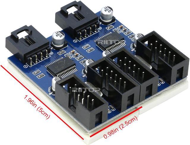 Alt view image 2 of 5 - USB 2.0 Splitter Hub Adapter, RIITOP 9Pin USB2.0 Header Male 1 to 4 Extension Splitter Cable Connector 30CM, Converter Mainboard USB 2.0 Male to 4 Male