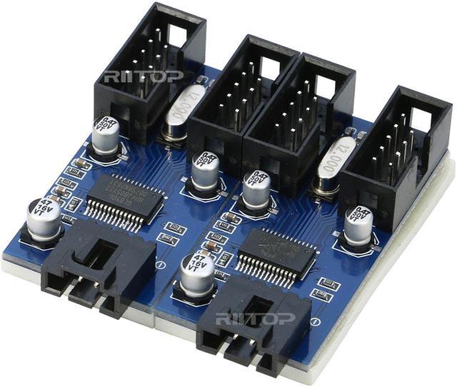 Alt view image 5 of 5 - USB 2.0 Splitter Hub Adapter, RIITOP 9Pin USB2.0 Header Male 1 to 4 Extension Splitter Cable Connector 30CM, Converter Mainboard USB 2.0 Male to 4 Male