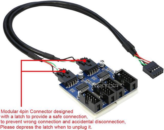 Alt view image 3 of 5 - USB 2.0 Splitter Hub Adapter, RIITOP 9Pin USB2.0 Header Male 1 to 4 Extension Splitter Cable Connector 30CM, Converter Mainboard USB 2.0 Male to 4 Male