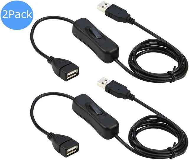 Main image of RIITOP USB Extension Cable with ON/Off Switch USB Male to Female Cable Support (Data and Power) for USB Headset, LED Strips(2-Pack)