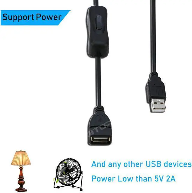 Alt view image 3 of 5 - RIITOP USB Extension Cable with ON/Off Switch USB Male to Female Cable Support (Data and Power) for USB Headset, LED Strips(2-Pack)