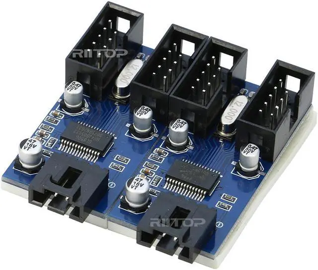 Alt view image 5 of 5 - 9pin USB Header Splitter, RIITOP Internal Motherboard USB 2.0 9Pin header 1 Male to 4 Female Extension HUB Adapter [2-Pack]