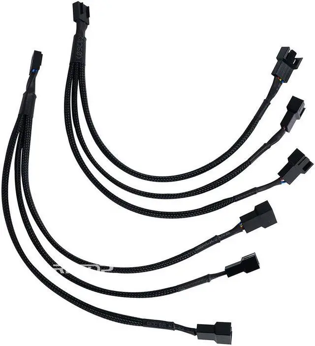 Alt view image 6 of 6 - RIITOP PWM Fan Splitter Adapter Cable Sleeved Braided Y Splitter Computer PC 4 Pin Fan Extension Power Cable 1 to 3 Converter 10 inches (2 Pack)
