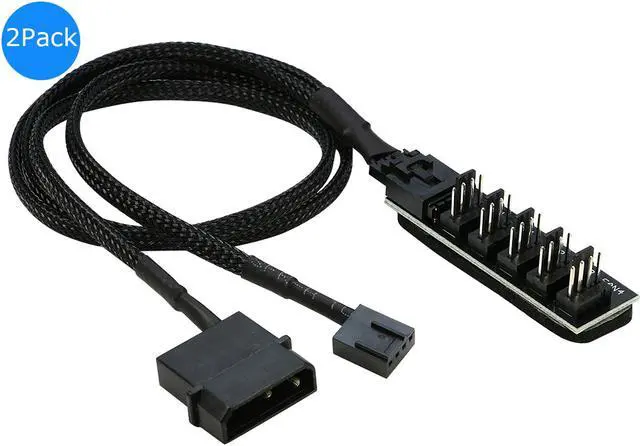 Alt view image 5 of 6 - RIITOP PWM Fan Hub PC 5 Way Splitter Sleeved PWM Fan Splitter Hub Adapter Cable for 12V Desktop Computer Cooler Case Fans 4-Pin & 3-Pin 15.7 inches (2 Pack)