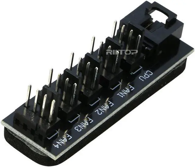 Alt view image 6 of 6 - RIITOP PWM Fan Hub PC 5 Way Splitter Sleeved PWM Fan Splitter Hub Adapter Cable for 12V Desktop Computer Cooler Case Fans 4-Pin & 3-Pin 15.7 inches (2 Pack)