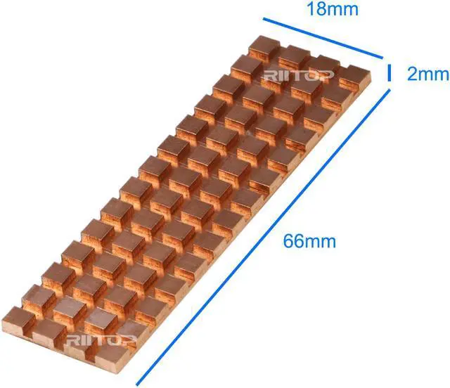 Alt view image 4 of 5 - M.2 SSD Heatsink Kits in Copper fit for PS5 PC (2Pack), RIITOP 0.08inch(2mm) Thick M.2 Cooling Fin for 2280 M.2 PCIe NVMe SSD Samsung 970 EVO SM951 SM961 950PRO XP9410 DIY Cooling