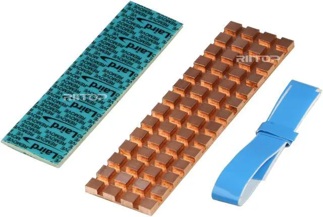 Alt view image 5 of 5 - M.2 SSD Heatsink Kits in Copper fit for PS5 PC (2Pack), RIITOP 0.08inch(2mm) Thick M.2 Cooling Fin for 2280 M.2 PCIe NVMe SSD Samsung 970 EVO SM951 SM961 950PRO XP9410 DIY Cooling
