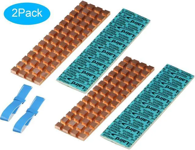 Main image of M.2 SSD Heatsink Kits in Copper fit for PS5 PC (2Pack), RIITOP 0.08inch(2mm) Thick M.2 Cooling Fin for 2280 M.2 PCIe NVMe SSD Samsung 970 EVO SM951 SM961 950PRO XP9410 DIY Cooling