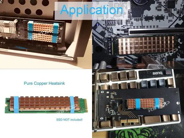 Alt view image 2 of 5 - M.2 SSD Heatsink Kits in Copper fit for PS5 PC (2Pack), RIITOP 0.08inch(2mm) Thick M.2 Cooling Fin for 2280 M.2 PCIe NVMe SSD Samsung 970 EVO SM951 SM961 950PRO XP9410 DIY Cooling