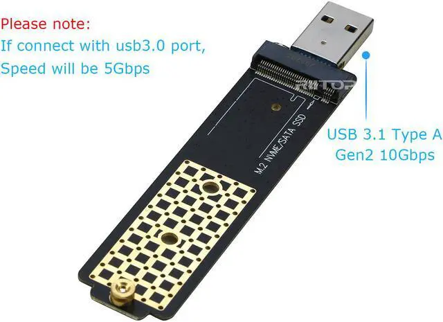 Alt view image 6 of 7 - NVMe to USB Adapter, RIITOP M.2 SSD to USB 3.1 Type-A Reader Compatible with Both M Key PCIe NVMe SSD & NGFF (B+M Key) SATA SSD