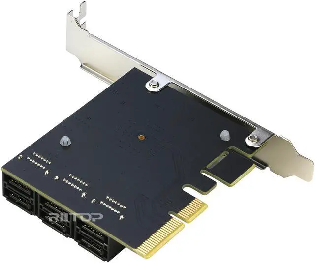 Alt view image 6 of 6 - PCIe SATA Card 6Ports, RIITOP PCI-e Express to SATA3 6Gbps Expansion Controller Adapter Card, ASM1166 Chip Non-Raid,with 6 SATA Cables and Low Profile Bracket, Support 6 SATA 3.0 Devices