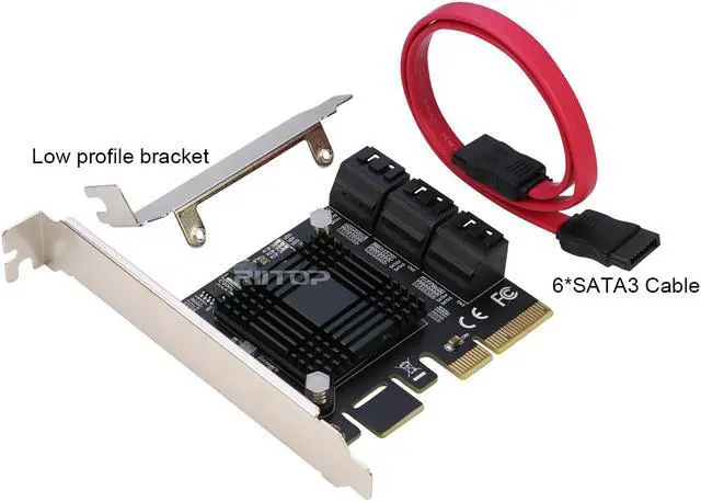 Alt view image 5 of 6 - PCIe SATA Card 6Ports, RIITOP PCI-e Express to SATA3 6Gbps Expansion Controller Adapter Card, ASM1166 Chip Non-Raid,with 6 SATA Cables and Low Profile Bracket, Support 6 SATA 3.0 Devices