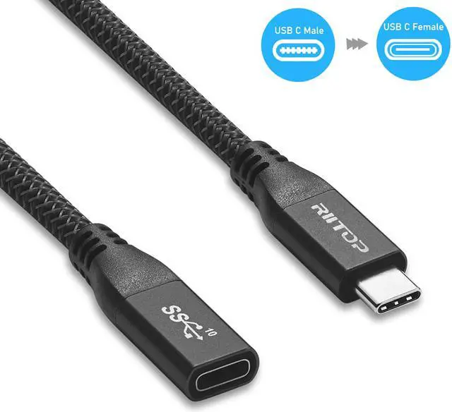 Alt view image 2 of 7 - RIITOP USB C Extension Cable 5.9 ft (2Pack), USB 3.1 Type C Male to Female Extender Cord, Gen2 10Gbps, Support Charging & Data for Nintendo Switch, MacBook Pro, Dell XPS, Oculus Quest