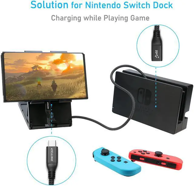 Alt view image 6 of 7 - RIITOP USB C Extension Cable 5.9 ft (2Pack), USB 3.1 Type C Male to Female Extender Cord, Gen2 10Gbps, Support Charging & Data for Nintendo Switch, MacBook Pro, Dell XPS, Oculus Quest