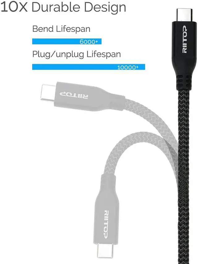 Alt view image 7 of 7 - RIITOP USB C Extension Cable 5.9 ft (2Pack), USB 3.1 Type C Male to Female Extender Cord, Gen2 10Gbps, Support Charging & Data for Nintendo Switch, MacBook Pro, Dell XPS, Oculus Quest