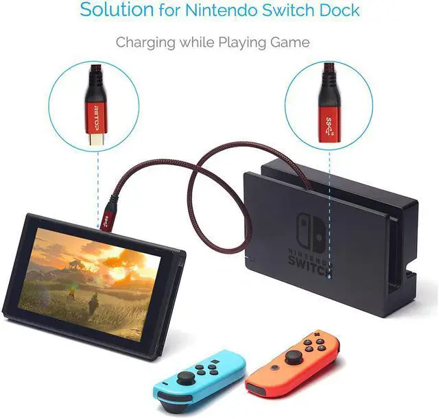 Alt view image 3 of 7 - RIITOP USB C Extension Cable 6 ft, USB 3.1 Type-C Gen2 10Gbps Male to Female Extender Cord Support Charging & Data for Nintendo Switch, MacBook Pro, Dell XPS