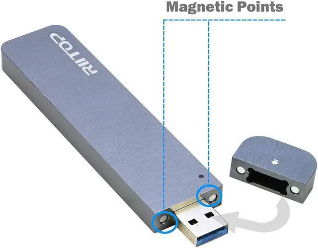 Alt view image 5 of 7 - Extermal NVMe to USB Enclosure Case 10Gbps, For PCIe NVMe M Key and B+M Key M.2 SSD, USB 3.1 Gen2 10Gpbs, Tool Free