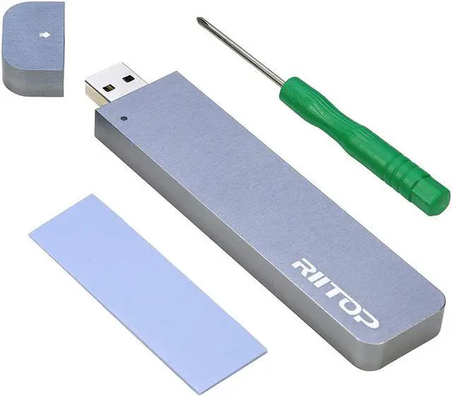 Alt view image 7 of 7 - Extermal NVMe to USB Enclosure Case 10Gbps, For PCIe NVMe M Key and B+M Key M.2 SSD, USB 3.1 Gen2 10Gpbs, Tool Free