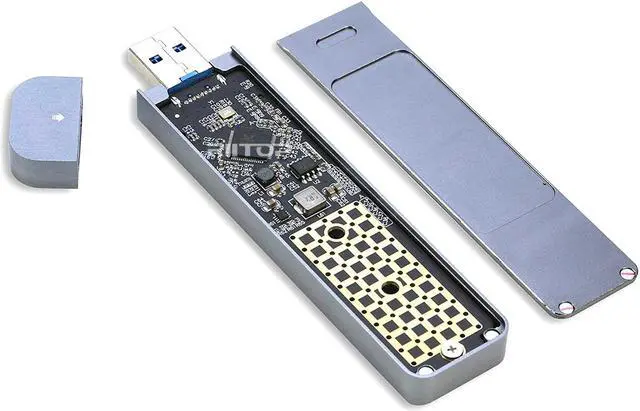 Alt view image 6 of 7 - Extermal NVMe to USB Enclosure Case 10Gbps, For PCIe NVMe M Key and B+M Key M.2 SSD, USB 3.1 Gen2 10Gpbs, Tool Free
