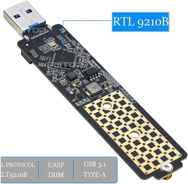 Alt view image 4 of 7 - NVMe to USB Adapter, RIITOP M.2 SSD to USB 3.1 Type-A Reader Compatible with Both M Key PCIe NVMe SSD & NGFF (B+M Key) SATA SSD
